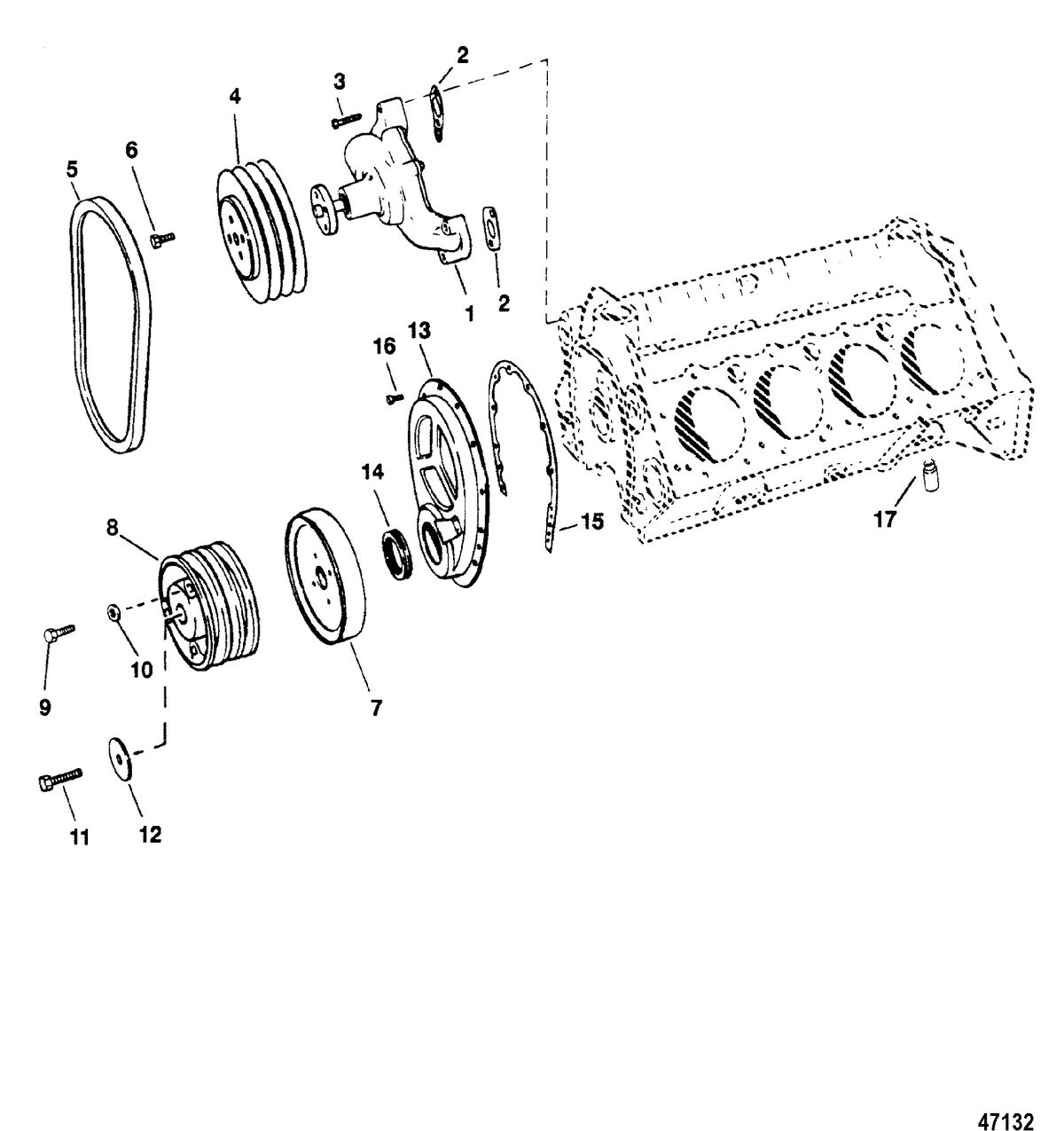 MERCRUISER 7.4 LX (EFI-MP) BRAVO WATER PUMP AND FRONT COVER
