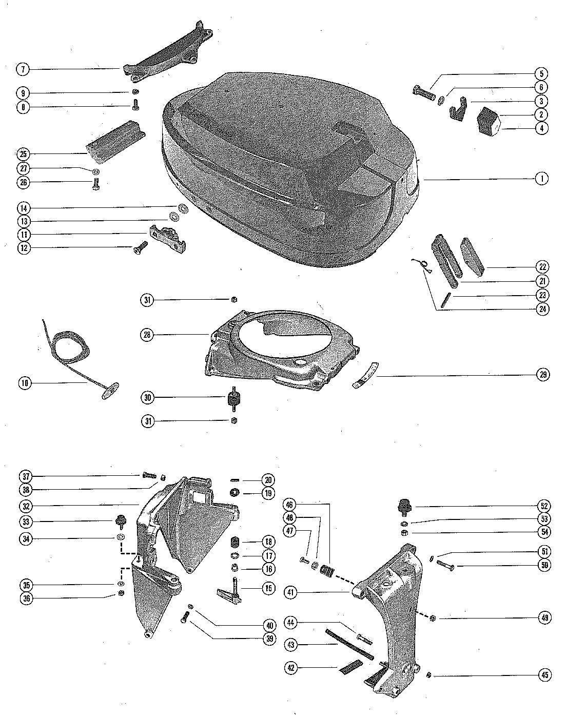 MERCURY MERC 650 TOP COWL AND SUPPORT BRACKETS