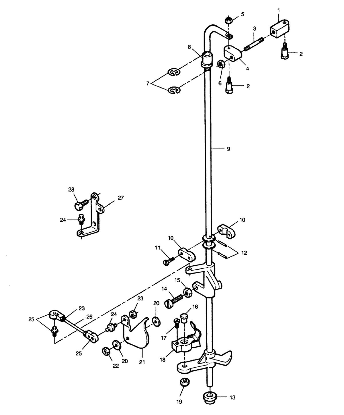 FORCE FORCE 1991 90 H.P. "C" MODELS TOWERSHAFT AND THROTTLE LINKAGE