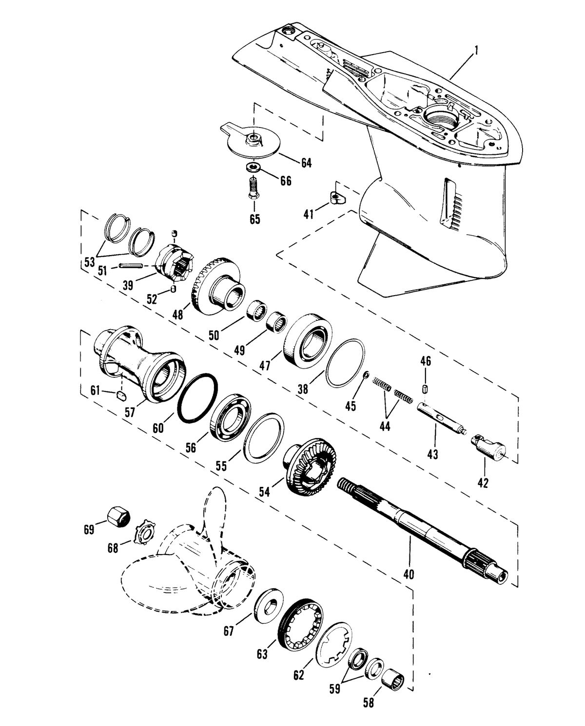 RACE OUTBOARD MERC 3.4L EFI GEAR HOUSING (PROPELLER SHAFT)