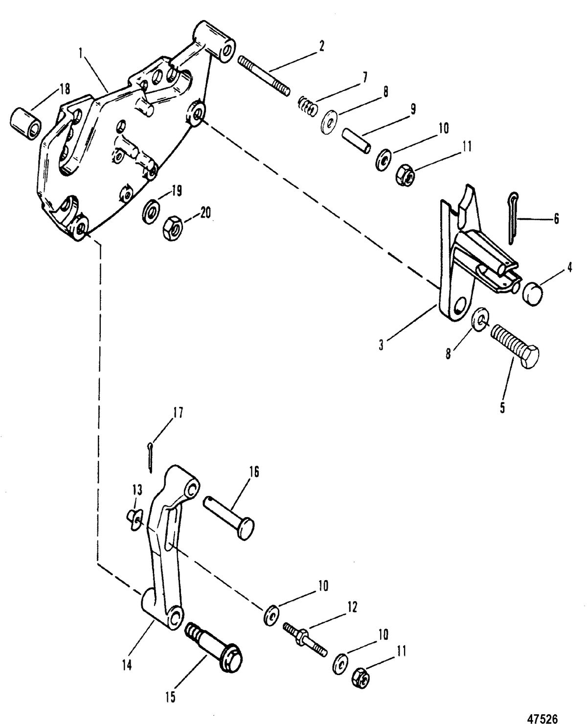MERCRUISER 502 MAGNUM BRAVO ENGINE (GEN V) SHIFT BRACKET