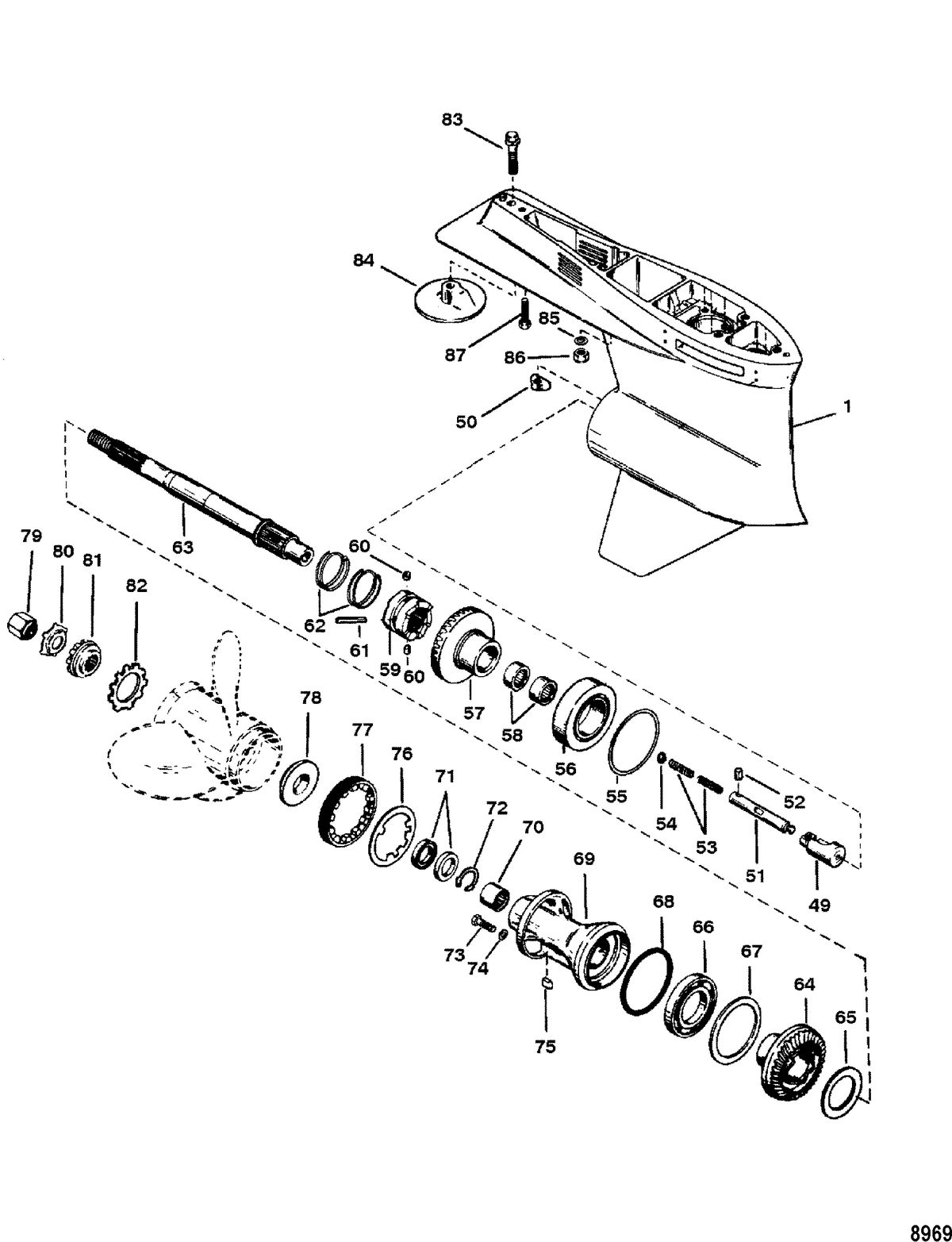 RACE OUTBOARD 150/200 PRO-MAX/SUPER MAGNUM (EFI) Gear Housing, Propeller Shaft - CLE-1.87:1/2:1 Gear Ratio