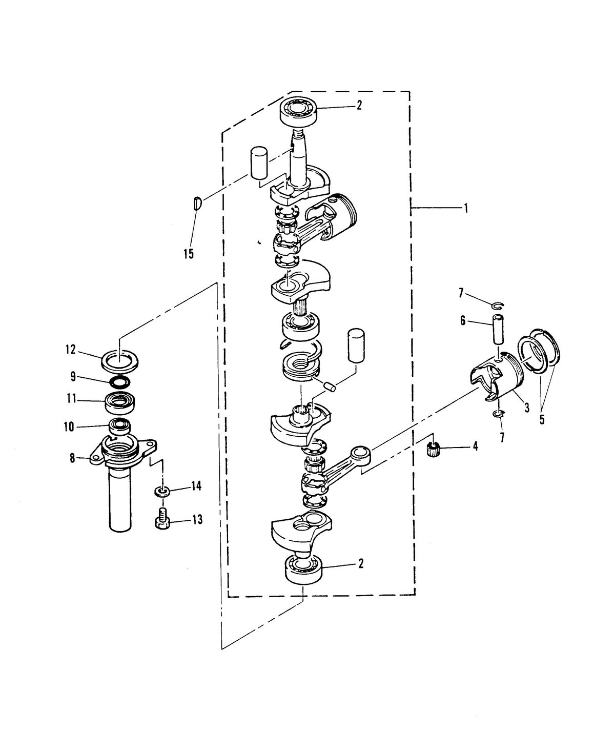 MARINER 6/8 H.P. CRANKSHAFT AND PISTON