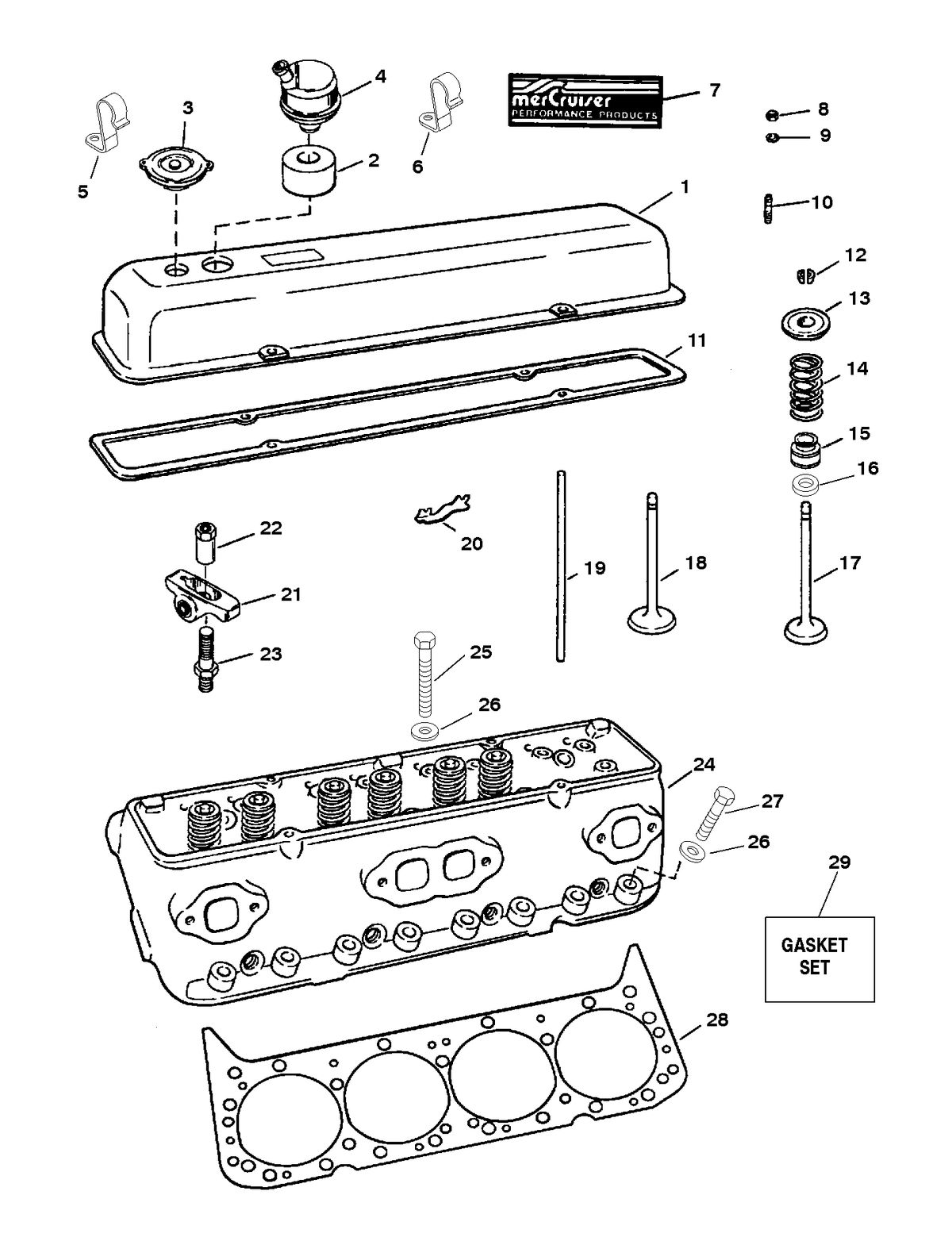 RACE STERNDRIVE HP 500 BULLDOG (540 CID) CYLINDER HEAD/ROCKER COVER (SERIAL # 0F348987 AND DOWN)
