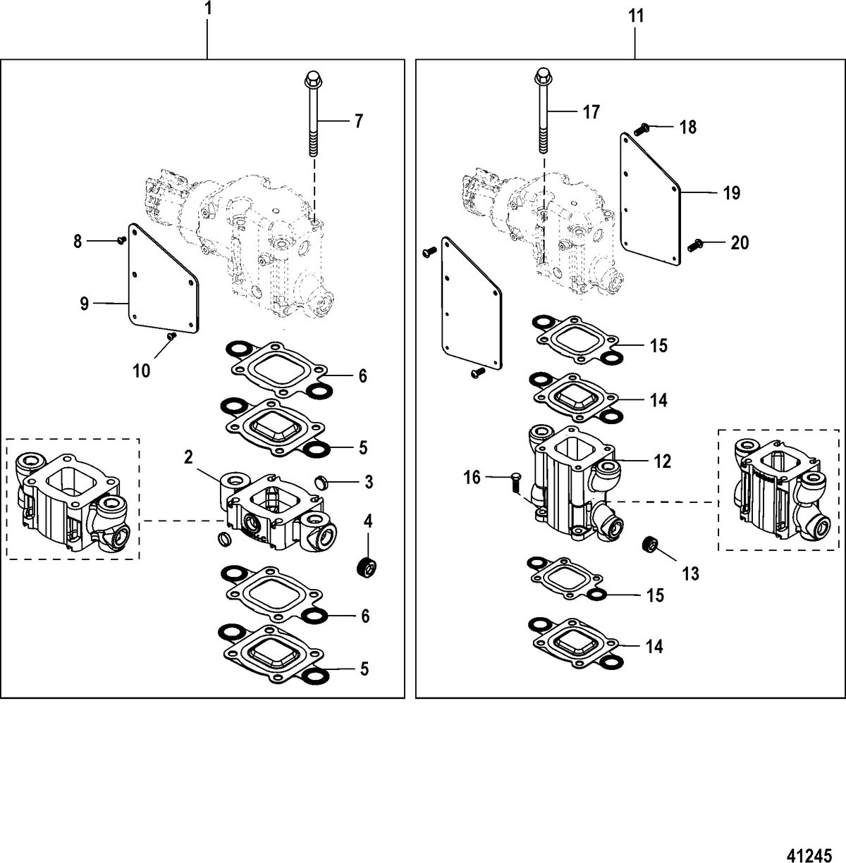 MERCRUISER 4.3L CARB ALPHA/BRAVO Exhaust Risers
