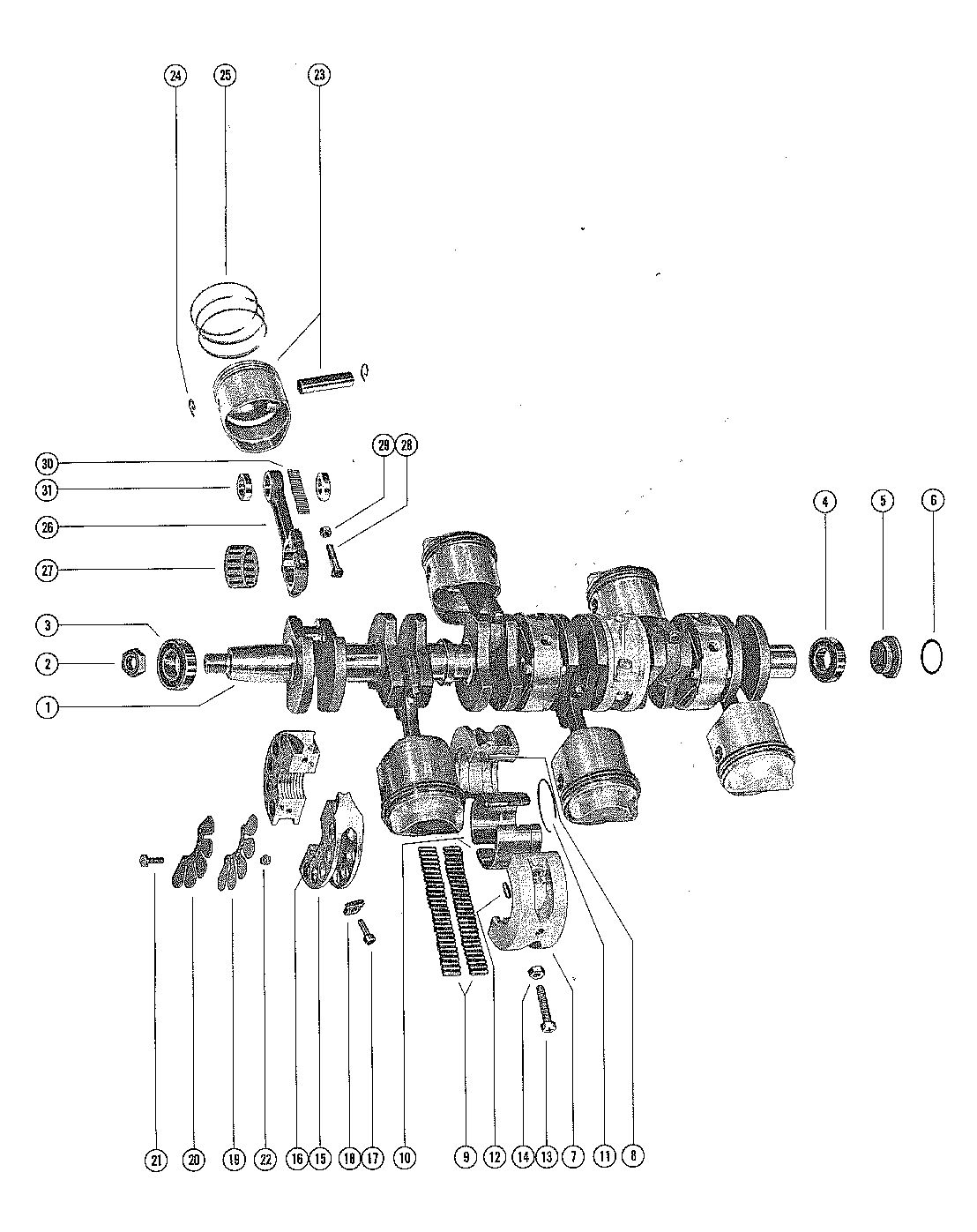 MERCURY MERC 1400EL-SS CRANKSHAFT, PISTONS AND CONNECTING RODS