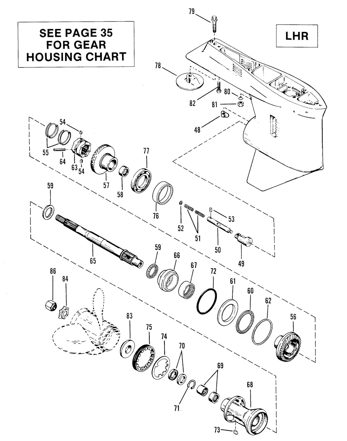 RACE OUTBOARD 2.4L EFI / 2.4L EFI OFFSHORE GEAR HOUSING (PROPELLER SHAFT) LHR