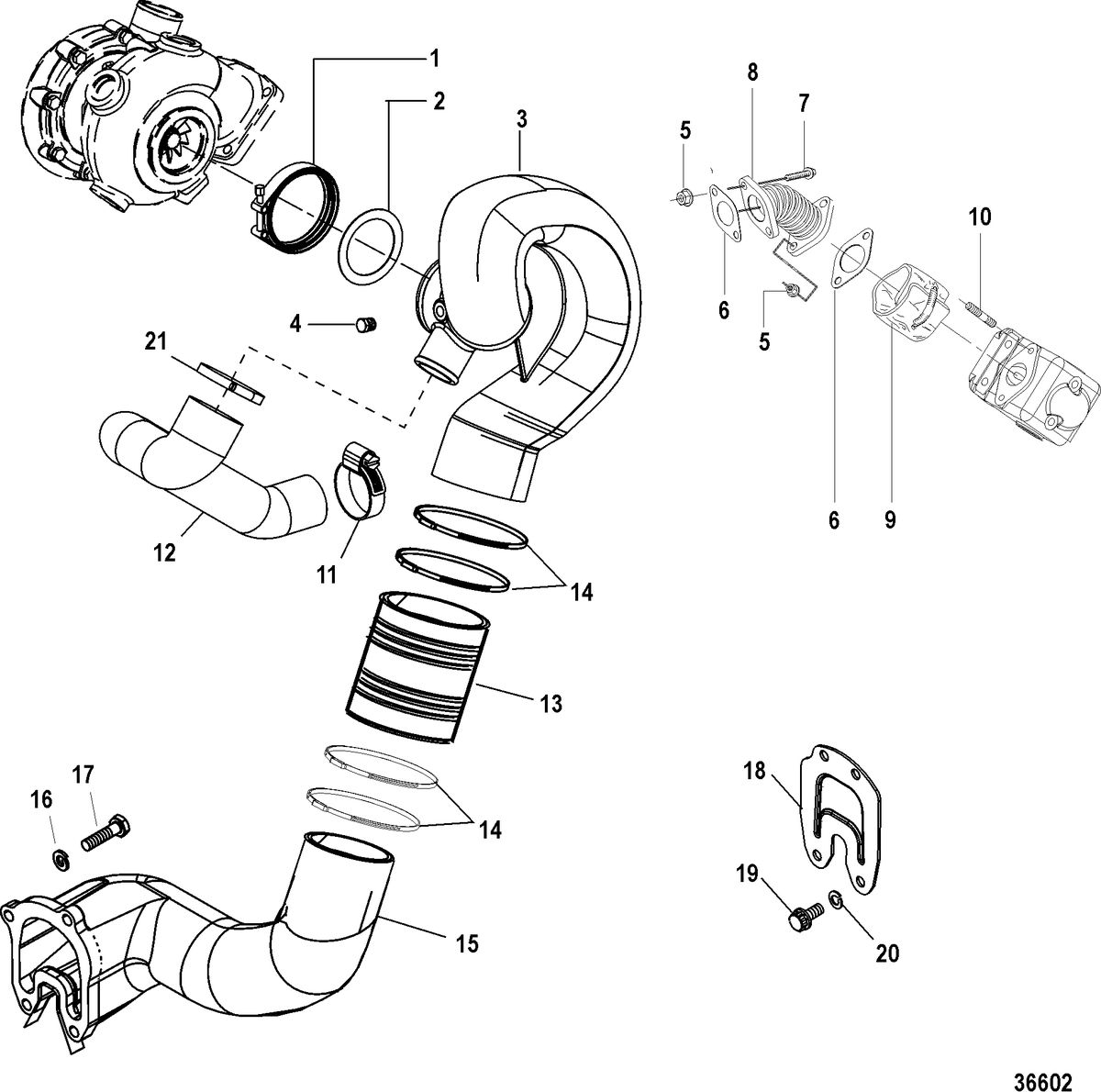 MERCRUISER CUMMINS/MERCRUISER DIESEL QSD-4.2L Exhaust Components, Sterndrive - Design I