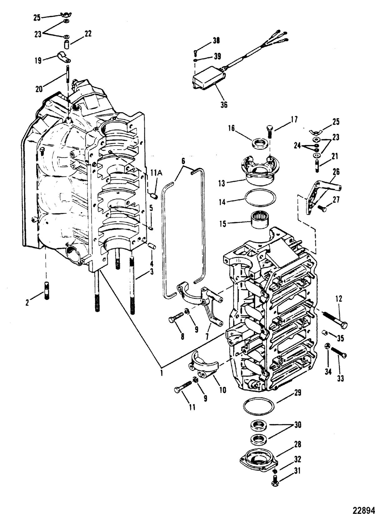 MERCURY/MARINER 135/150/175/200/XR6/MAGNUM III CYLINDER BLOCK AND END CAPS