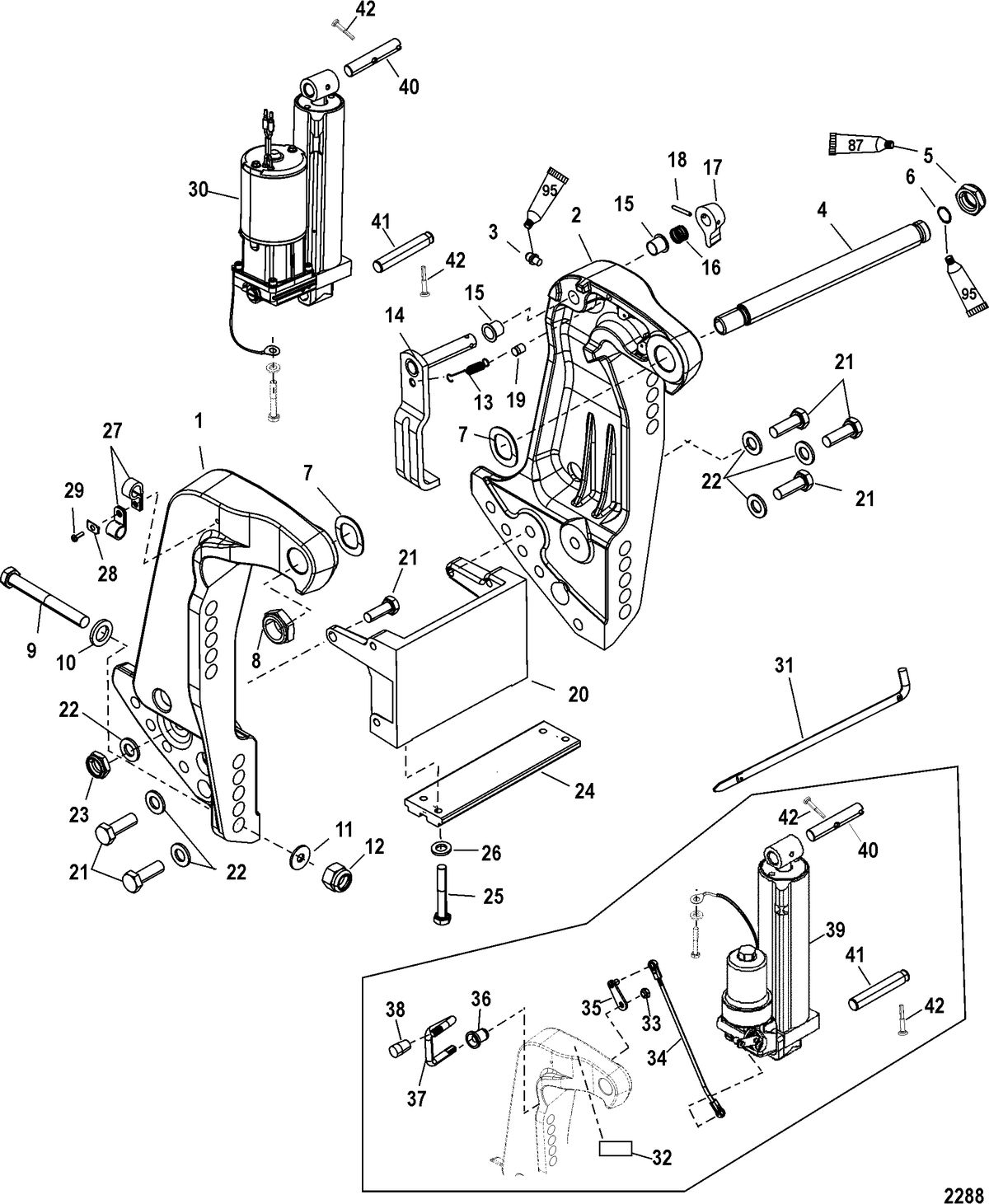 MERCURY/MARINER 75/90 HP 65 JET (3 CYLINDER) Transom Bracket