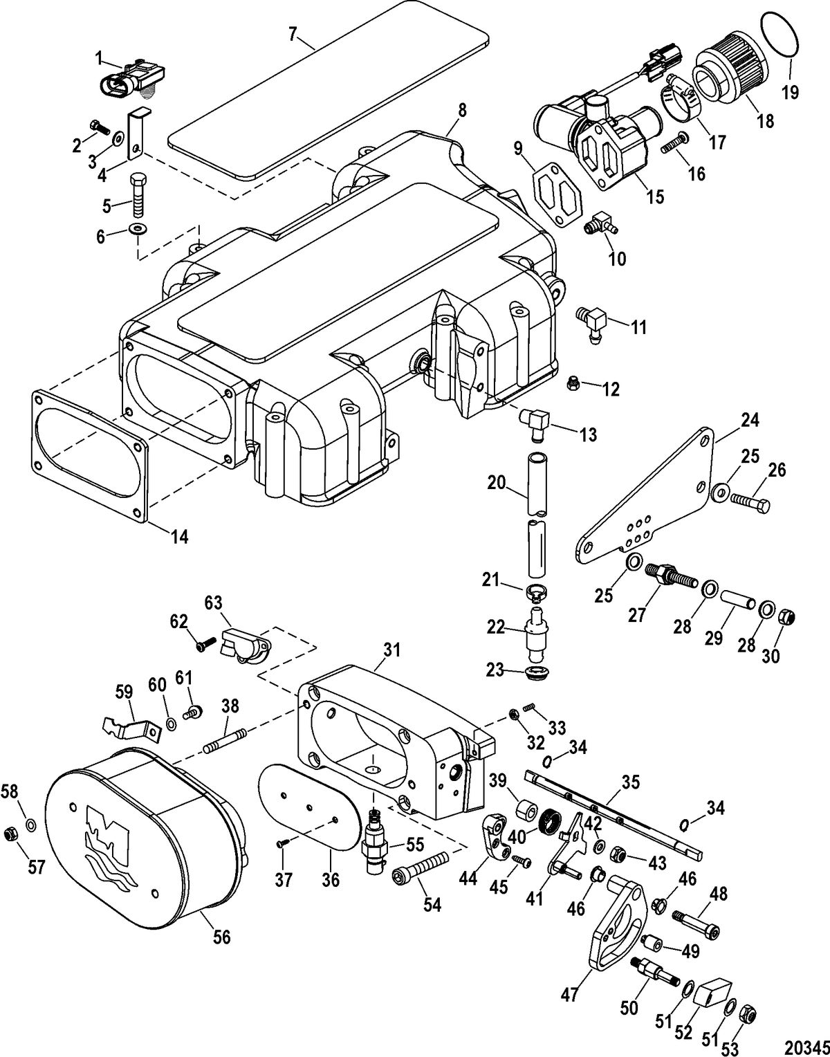 RACE STERNDRIVE 525 EFI Intake Plenum And Components