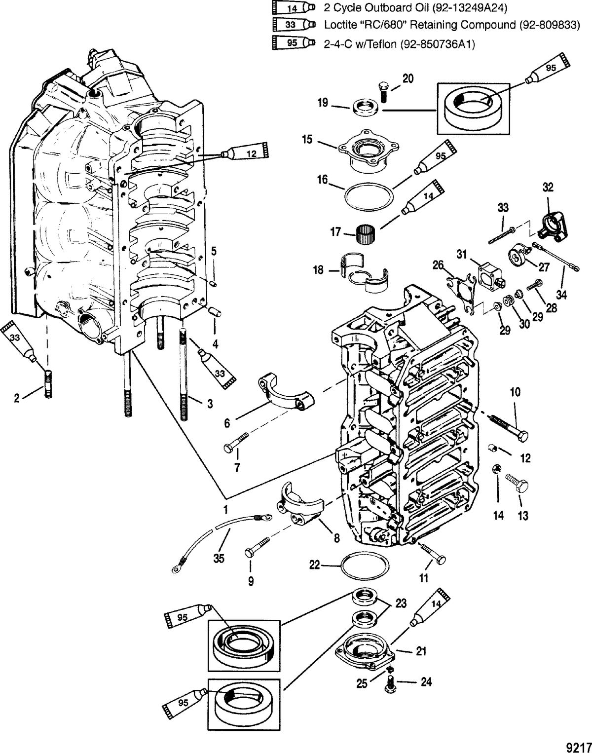 MERCURY/MARINER 115/135/150 DFI (2.5L) Cylinder Block and End Caps