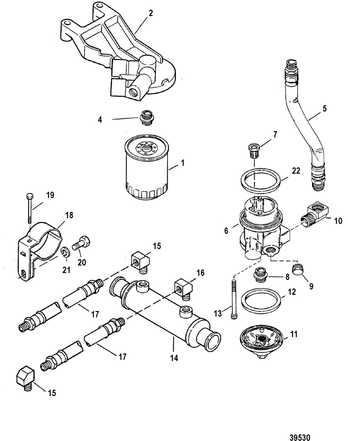 MERCRUISER 7.4L TRANSMISSION W/HURTH (G.M.) Oil Filter and Adapter