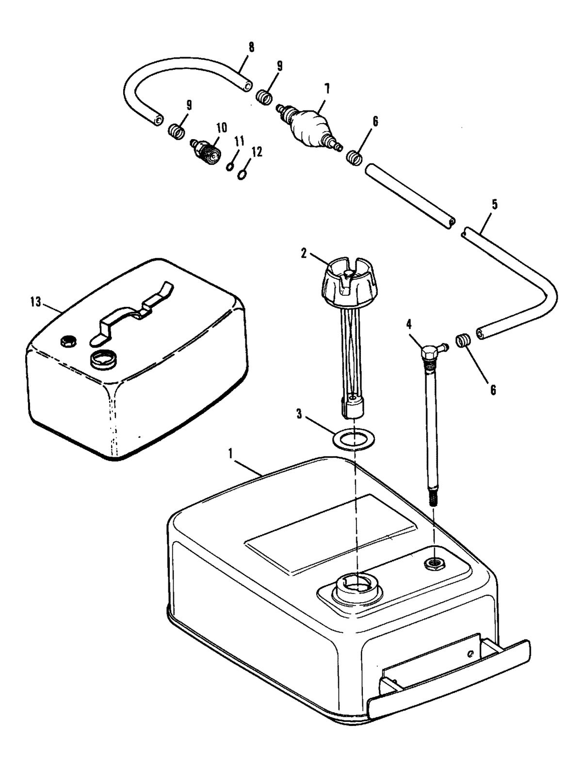 FORCE 9.9/15 H.P. FUEL TANK AND LINE (METAL - 6.0 GALLON)