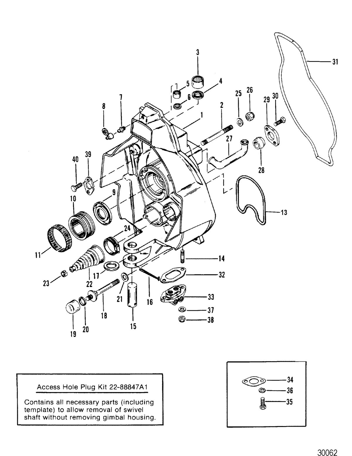 MERCRUISER R/MR ALPHA ONE STERNDRIVE GIMBAL HOUSING SQUARE/SPLINED UPPER SWIVEL SHAFT