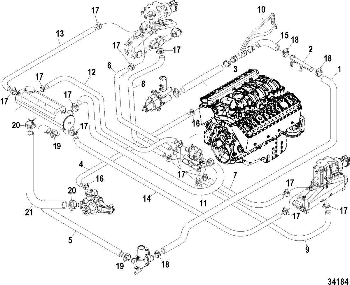 MERCRUISER 5.0, 350, 377 MAG MPI STERNDRIVE Closed Cooling System, BRAVO