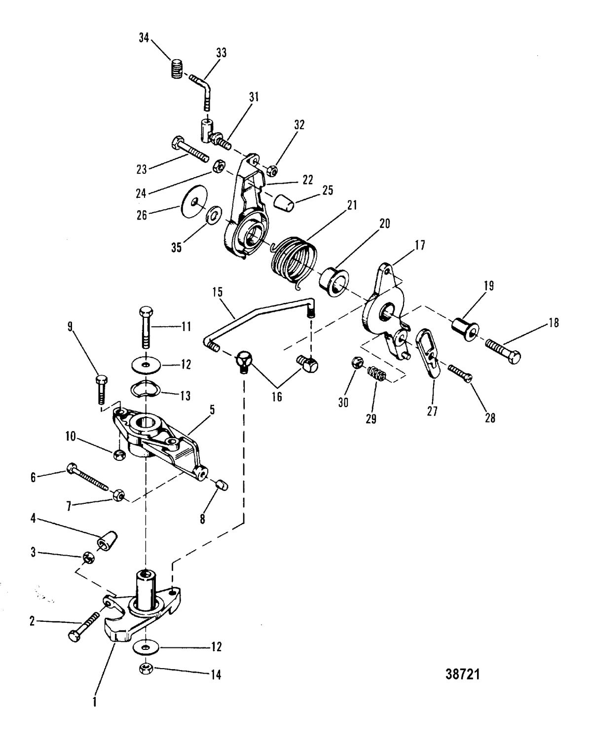 MERCURY 35 HP THROTTLE AND SPARK ADVANCE LINKAGE