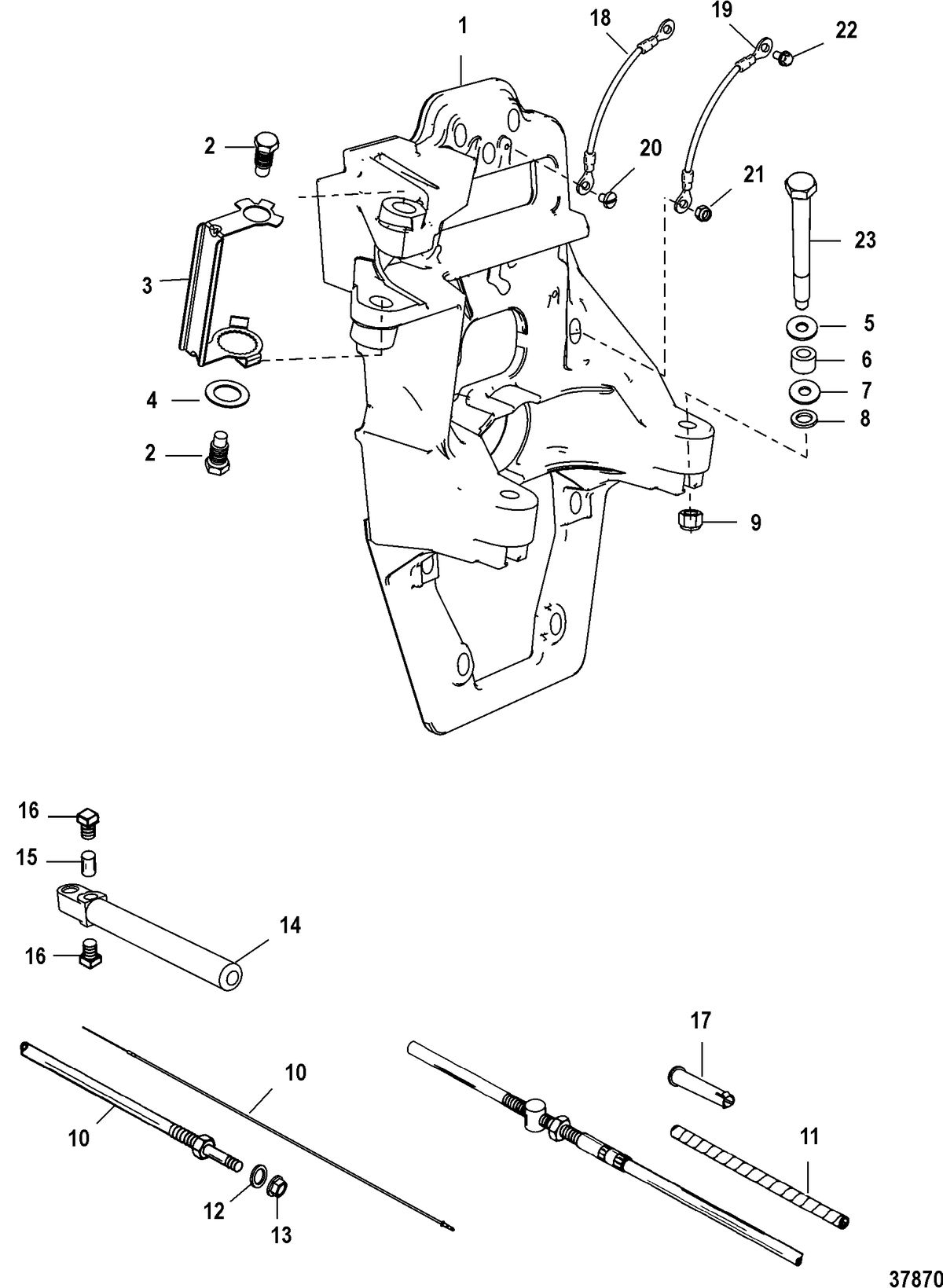 MERCRUISER BRAVO X (I-II-III) Transom Plate and Shift Cable