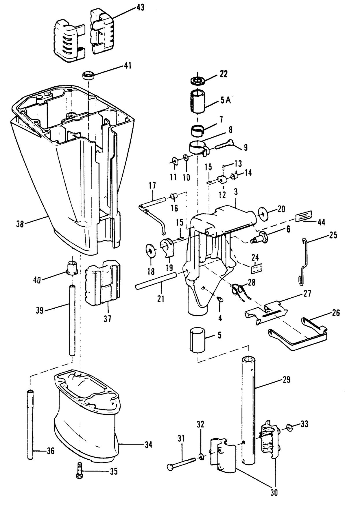 SEARS GAMEFISHER 9.9 H.P. SWIVEL BRACKET AND DRIVESHAFT HOUSING