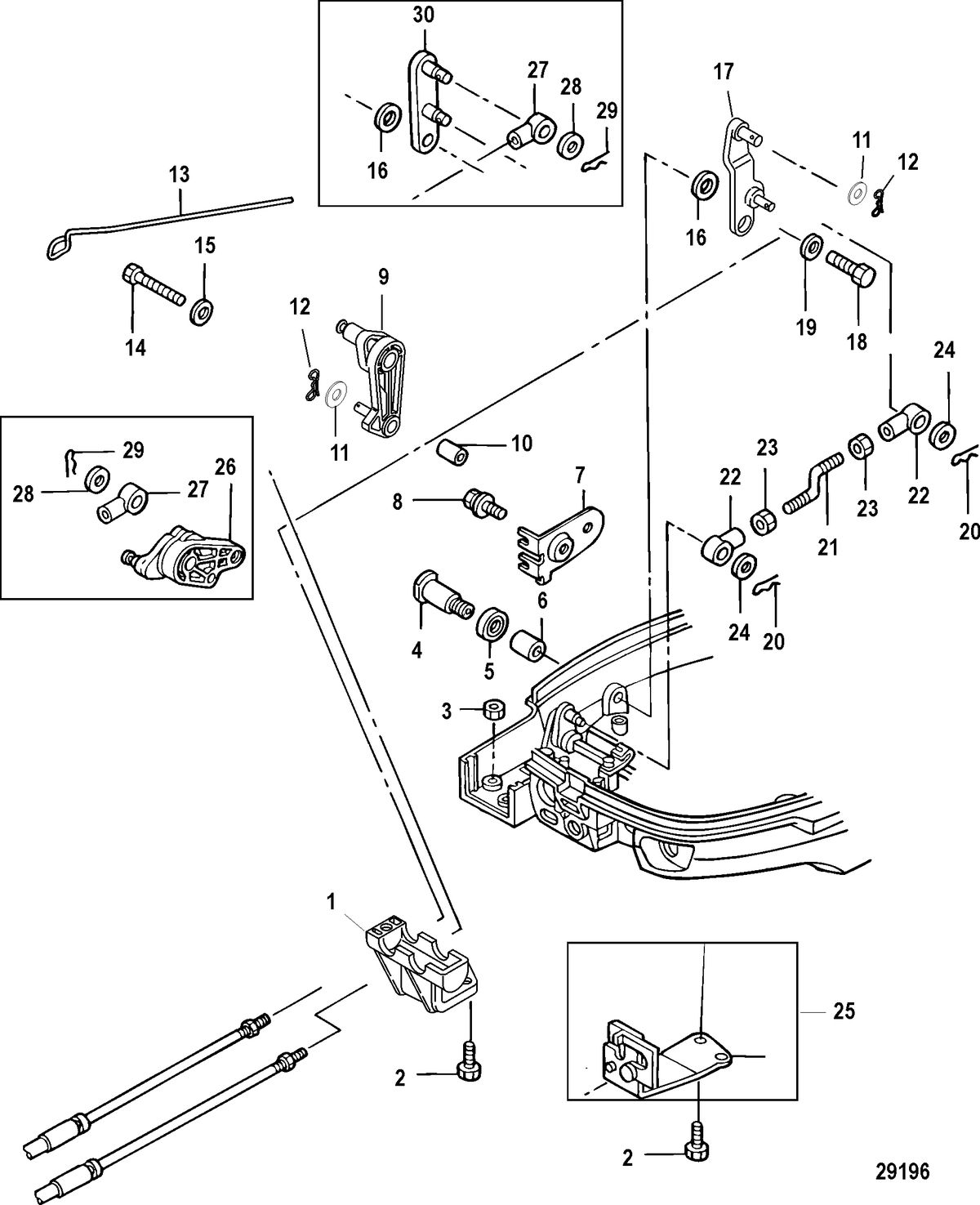 MERCURY/MARINER 8/9.9 (209CC) 4-STROKE Throttle/Shift Linkage, 9.9 Remote Models
