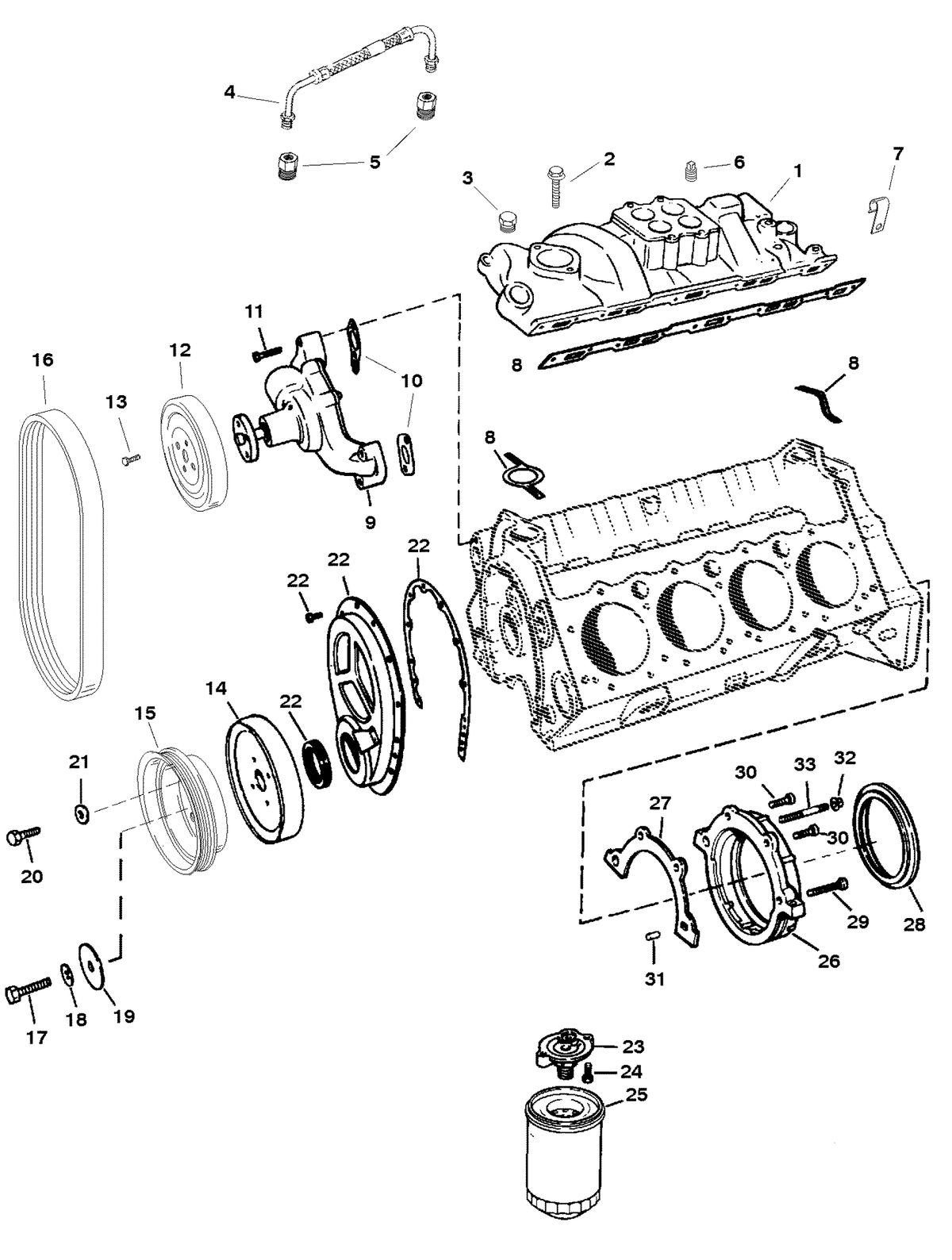 MERCRUISER 5.7LX TBI BRAV0 350 TBI MAG ALPHA (EFI) INTAKE MANIFOLD AND FRONT COVER