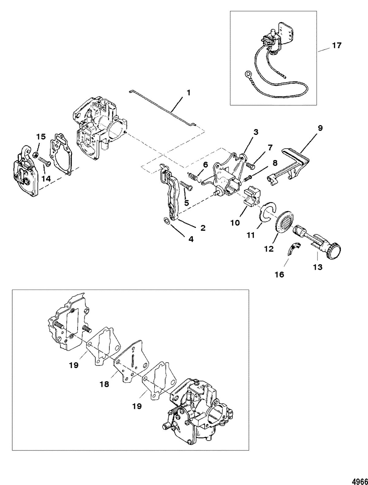 MERCURY/MARINER 6/8/9.9/15 HP Carburetor Linkage