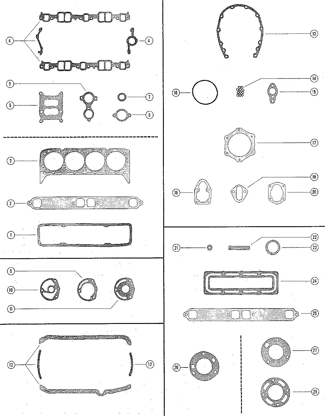 MERCRUISER 190 ENGINE GASKETS AND GASKET SETS