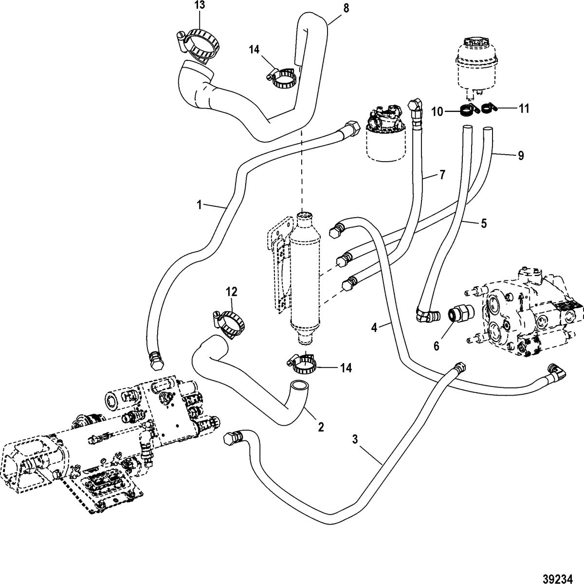 MERCRUISER CUMMINS/MERCRUISER DIESEL QSD-4.2L AXIUS Steering Components, Hoses, LP Filter (GEN I)