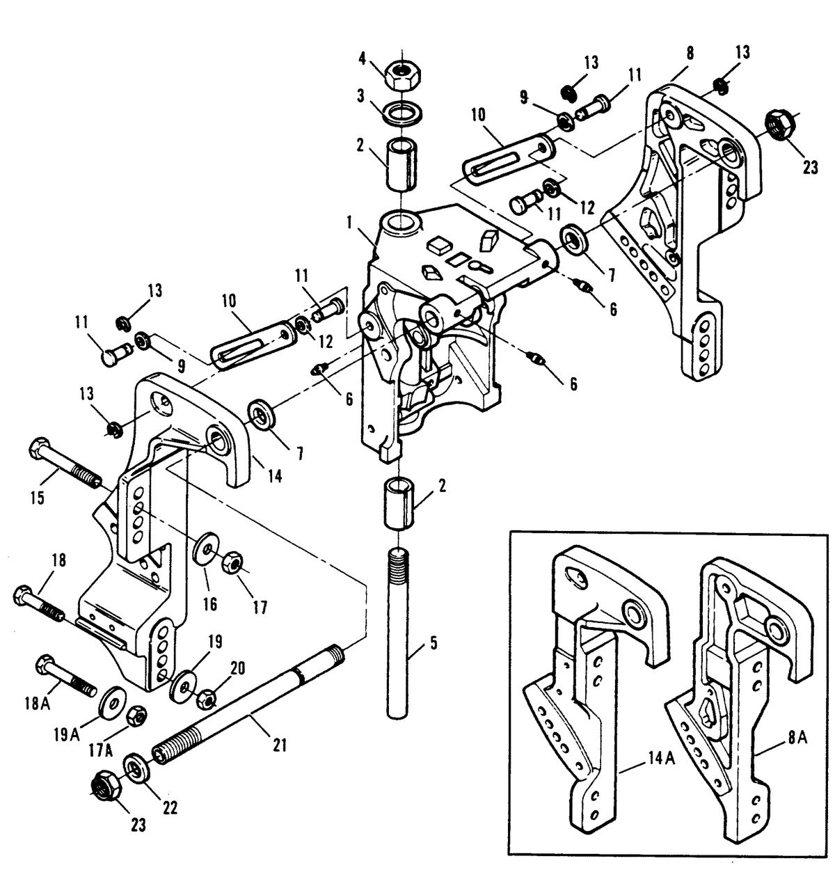 FORCE 40/50 H.P. SWIVEL BRACKET/STERN BRACKETS POWER TRIM MODELS