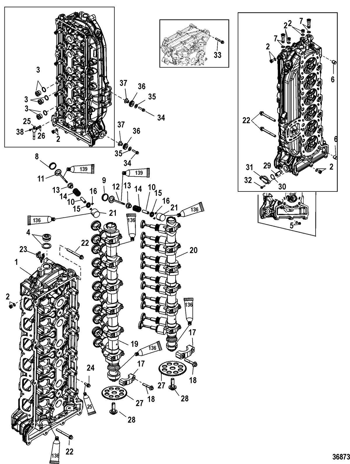 RACE OUTBOARD 350 VERADO Cylinder Head and Camshaft