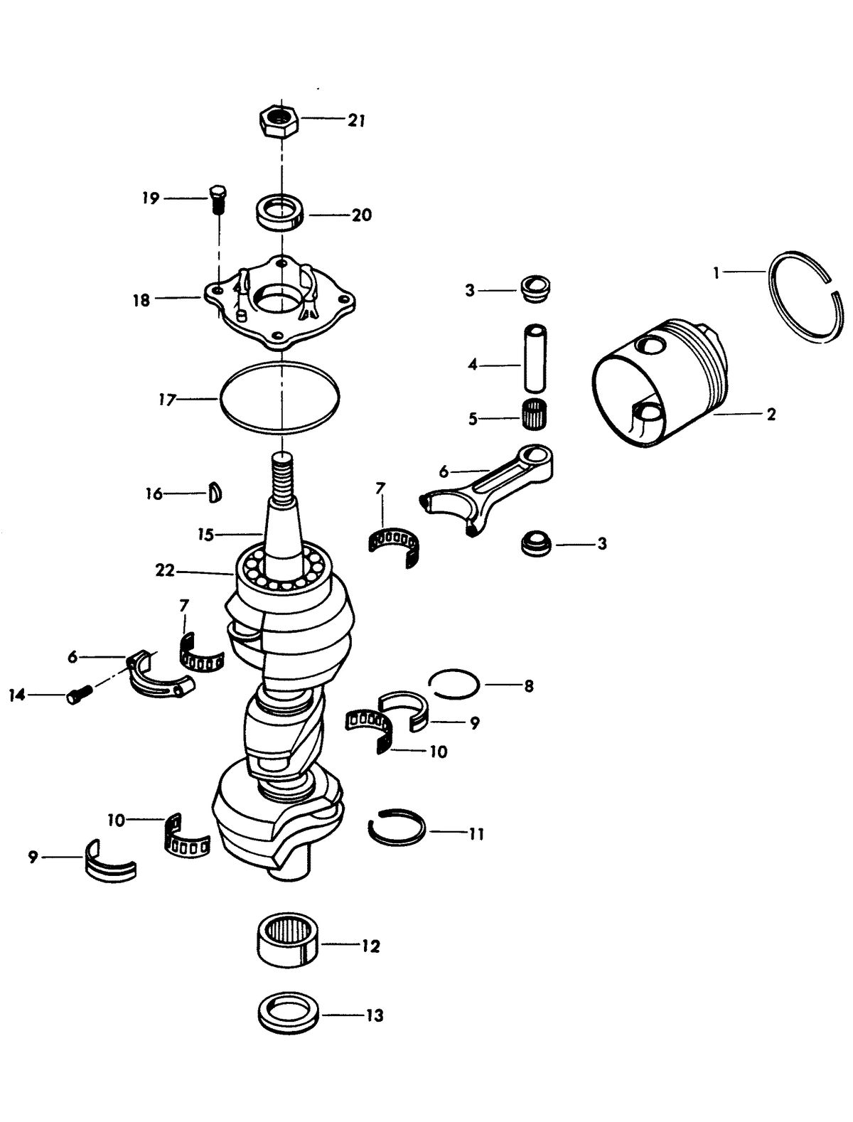 CHRYSLER 75 AND 90 H.P. CRANKSHAFT AND PISTON GROUP