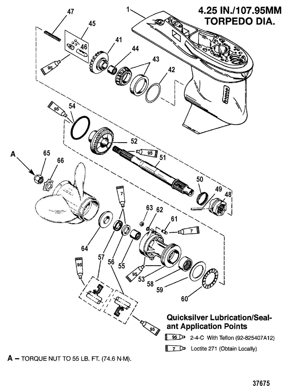MERCURY/MARINER 40/50 /45 BODENSEE/50 BIGFOOT 4-STROKE GEAR HOUSING(PROPELLER SHAFT)(2.31:1 GEAR RATIO)