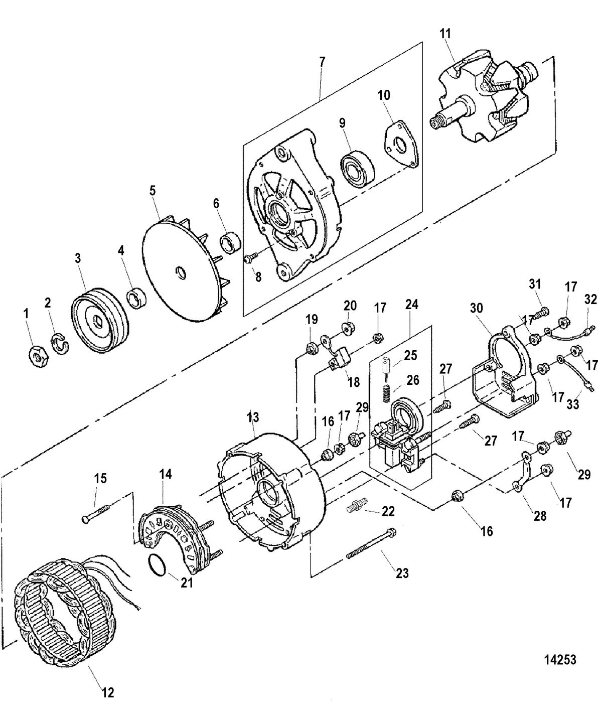 MERCRUISER D2.8L/165 D-TRONIC D4.2L/250 D-TRONIC DIESEL Alternator(Mando)