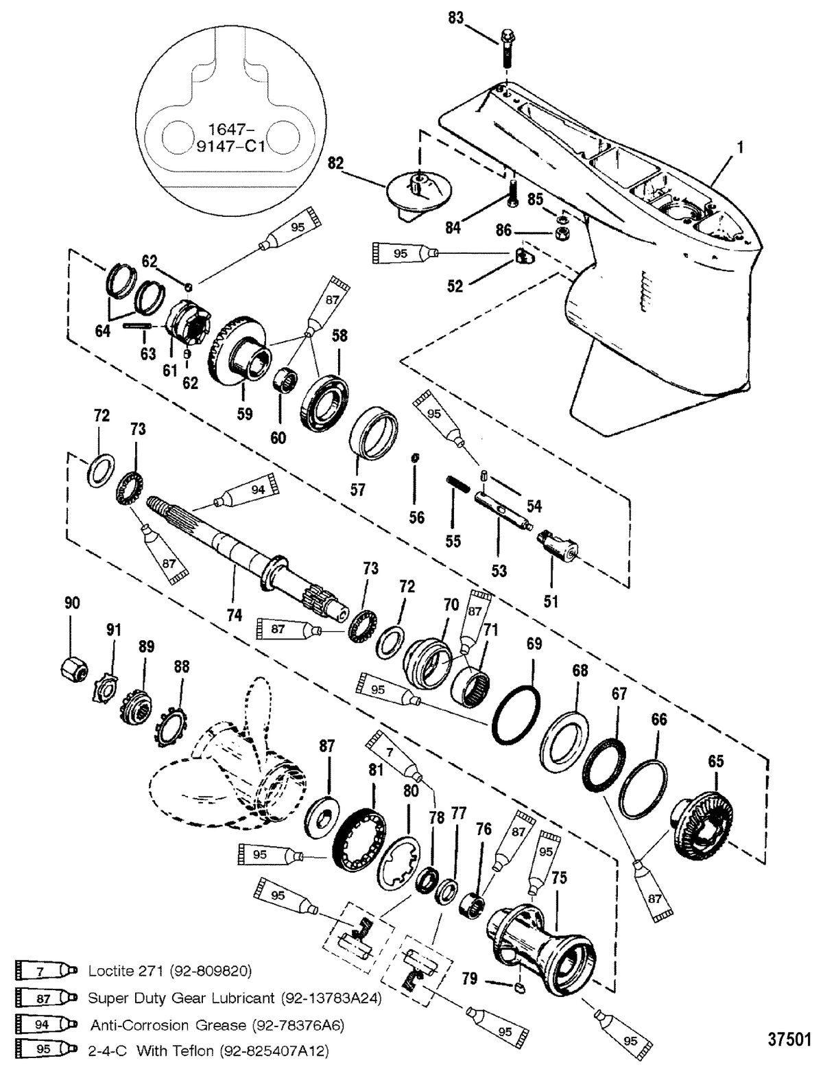 MERCURY/MARINER 150/175/200 (EFI) GEAR HSG(PROP)(CNTR ROTATION) (S/N-0G437999, BELOW)