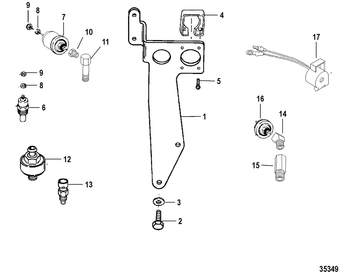 MERCRUISER 454 MAG MPI HORIZON AND 8.2L MIE MPI SENDERS AND HARNESS BRACKET