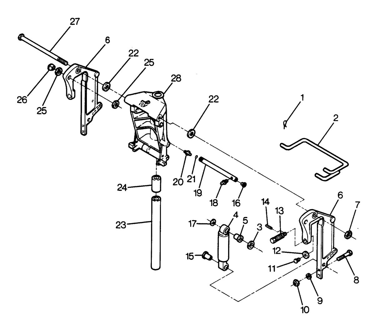 FORCE FORCE 1988 85 H.P. "A" MODELS SWIVEL BRACKET AND STERN BRACKETS MODELS WITH POWER TRIM
