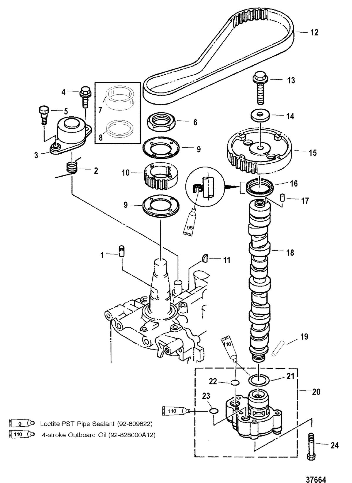 MERCURY/MARINER 40/50 /45 BODENSEE/50 BIGFOOT 4-STROKE CAMSHAFT/OIL PUMP