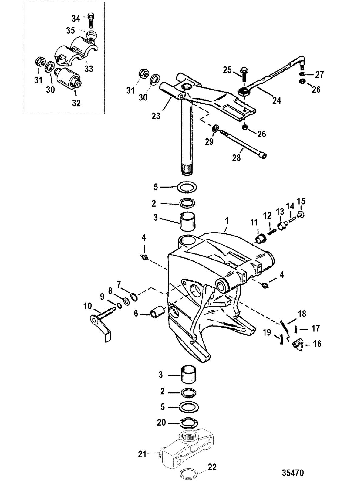 RACE OUTBOARD 300 PROMAX/SUPER MAGNUM (3.0L) Swivel Bracket, Heavy Duty