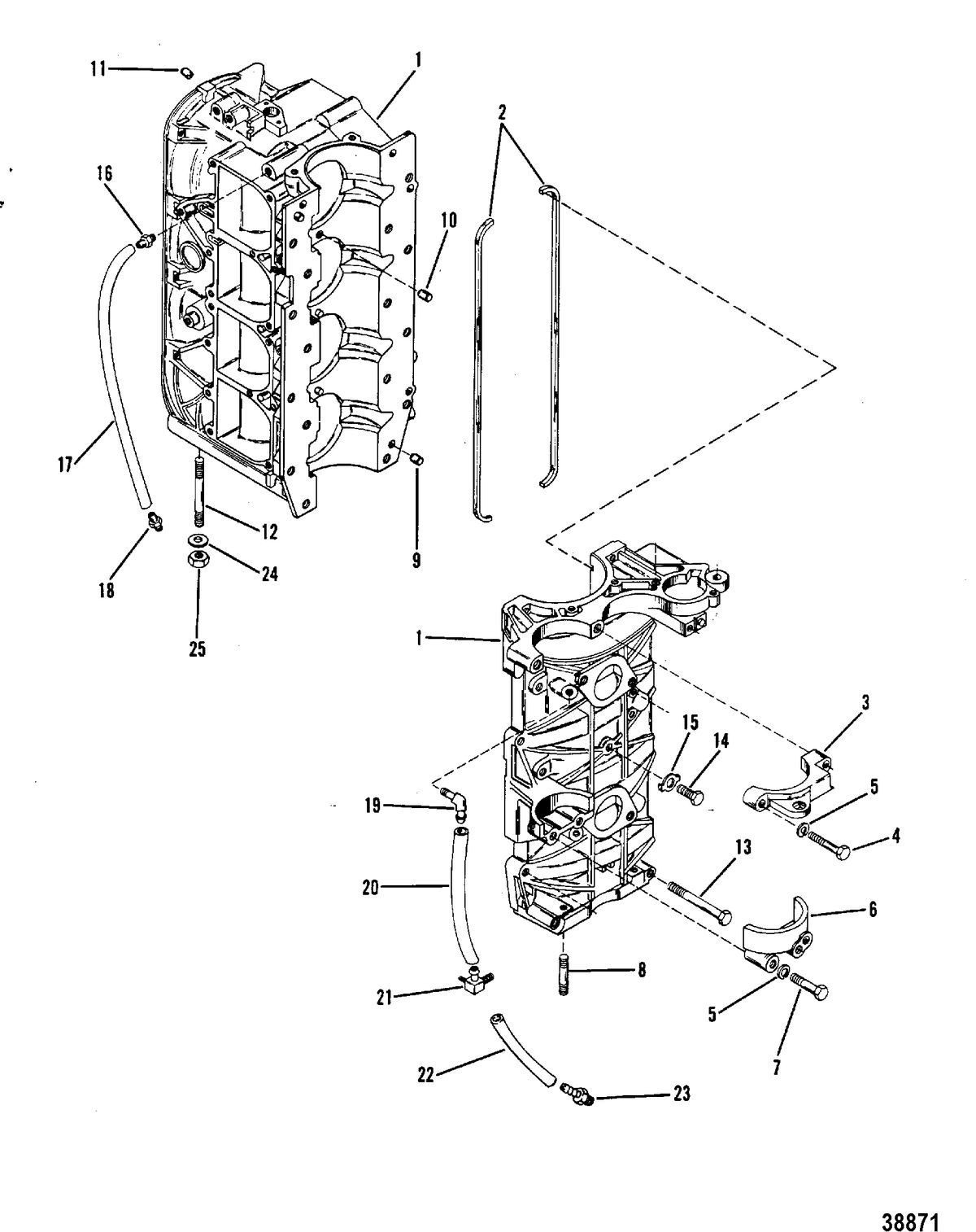 MERCURY/MARINER 75 HP CYLINDER BLOCK AND CRANKCASE ASSEMBLY