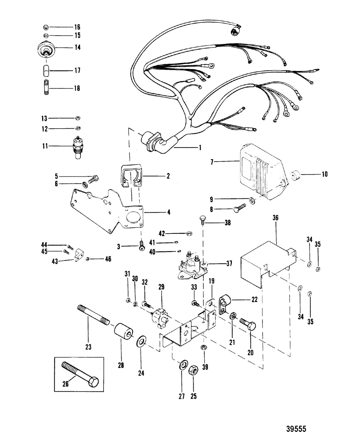 MERCRUISER 898/200/228/230/260 HP R/MR/ALPHA ONE WIRING HARNESS AND ELECTRICAL COMPONENTS