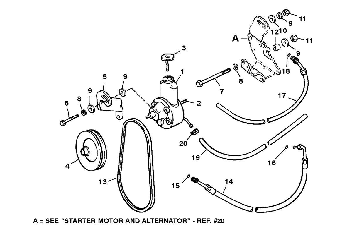 MERCRUISER 5.7L/LX TBI ALPHA & BRAVO(2BBL/4BBL) POWER STEERING COMPONENTS