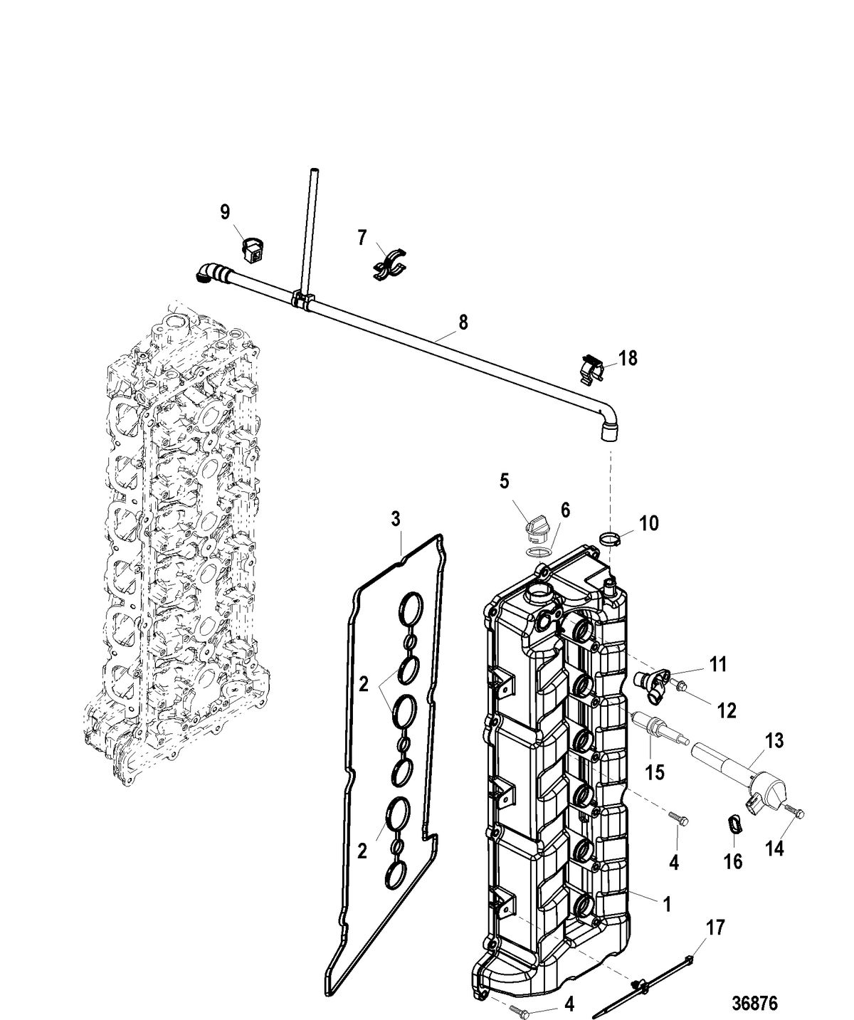 RACE OUTBOARD 350 VERADO Cover-Camshaft and Cylinder Head