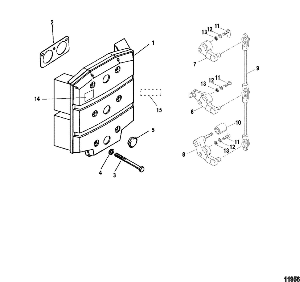MERCURY/MARINER 135/150/175/200 XR6 MAGNUM III 105-140 JET Attenuator Plate And Throttle Levers