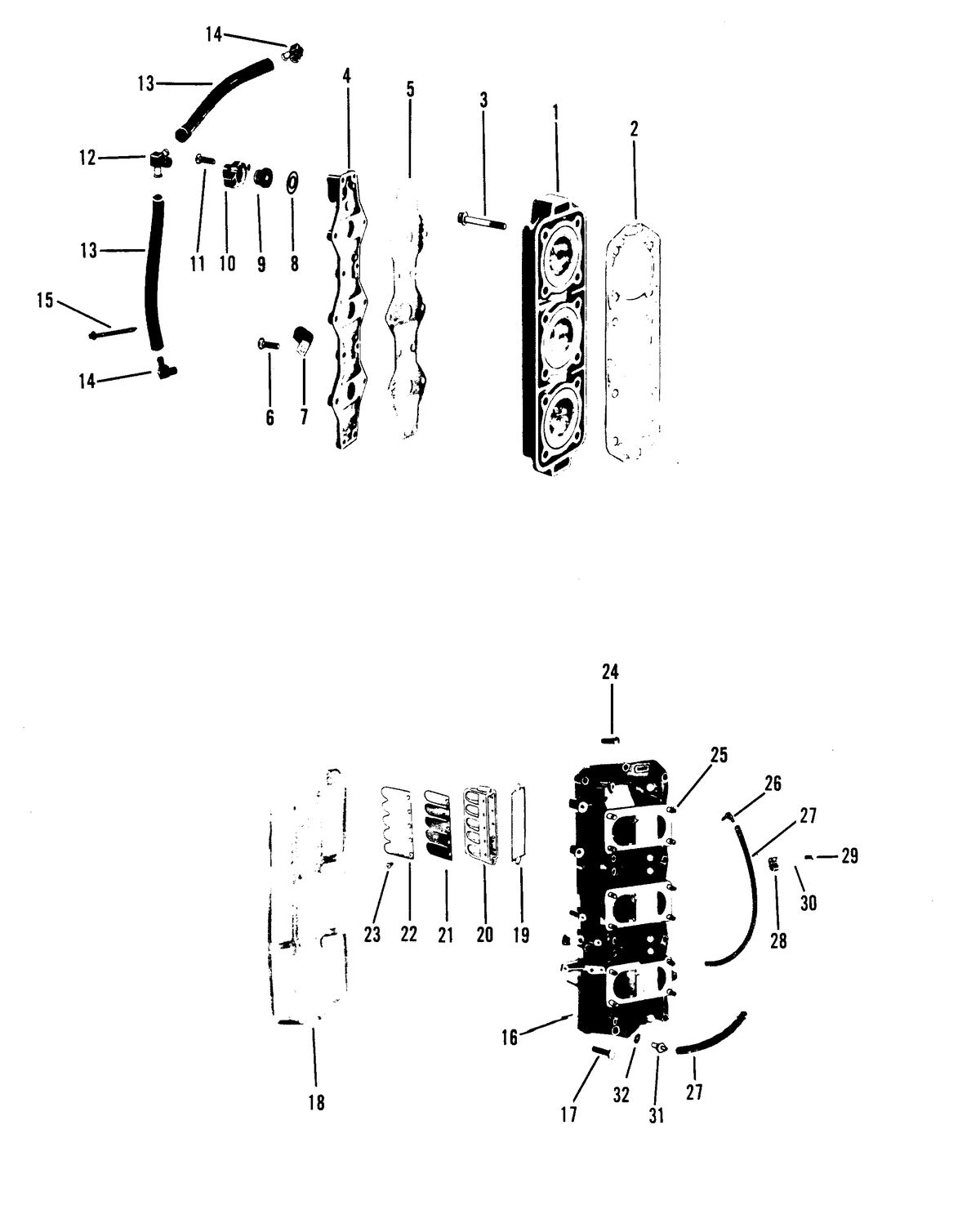 RACE OUTBOARD FORMULA 1 (CARBURETOR) REED BLOCK AND CYLINDER HEAD