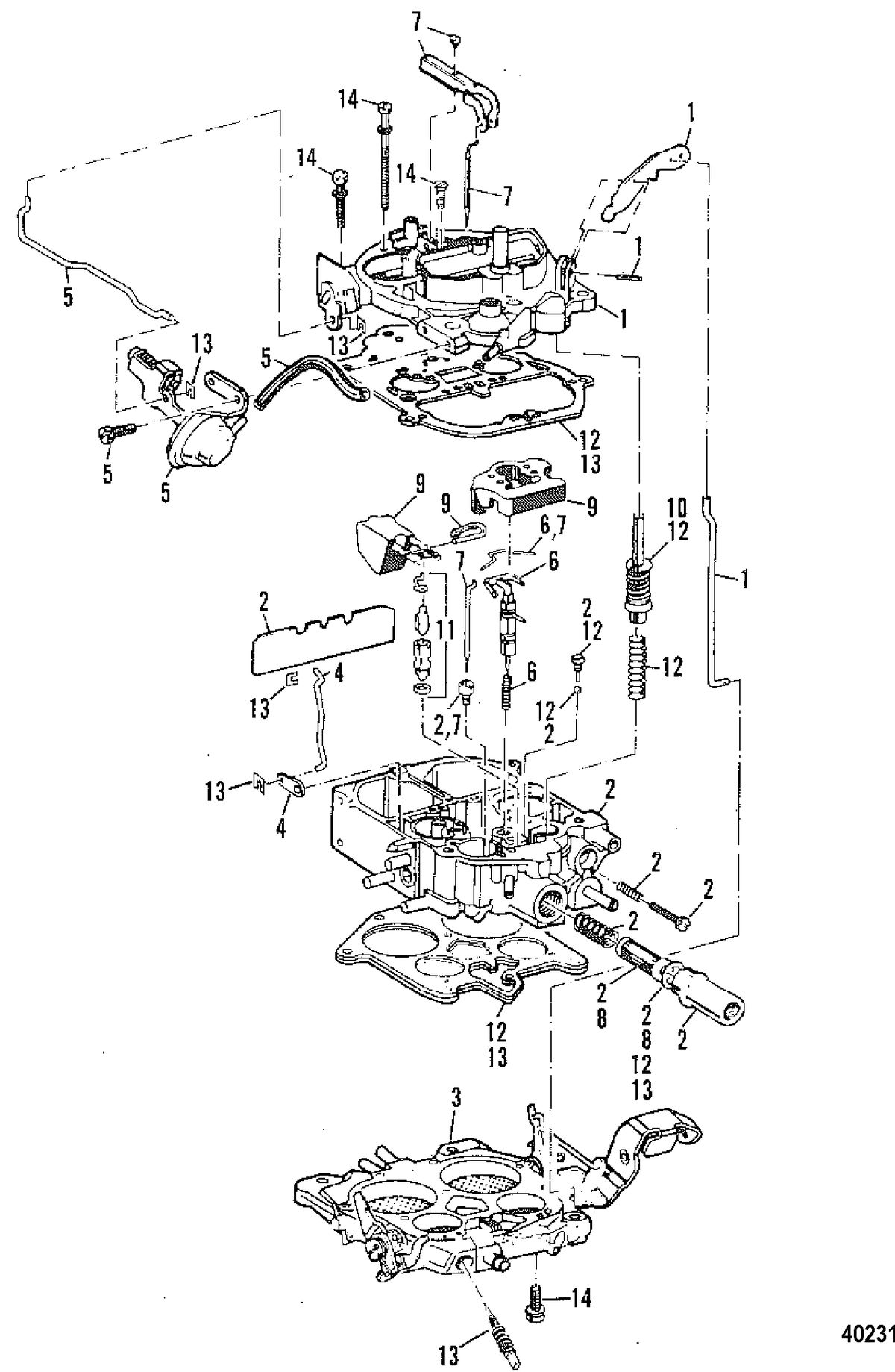 MERCRUISER 228 ENGINE (G.M.) CARBURETOR(Sight Tube on Fuel Pump)