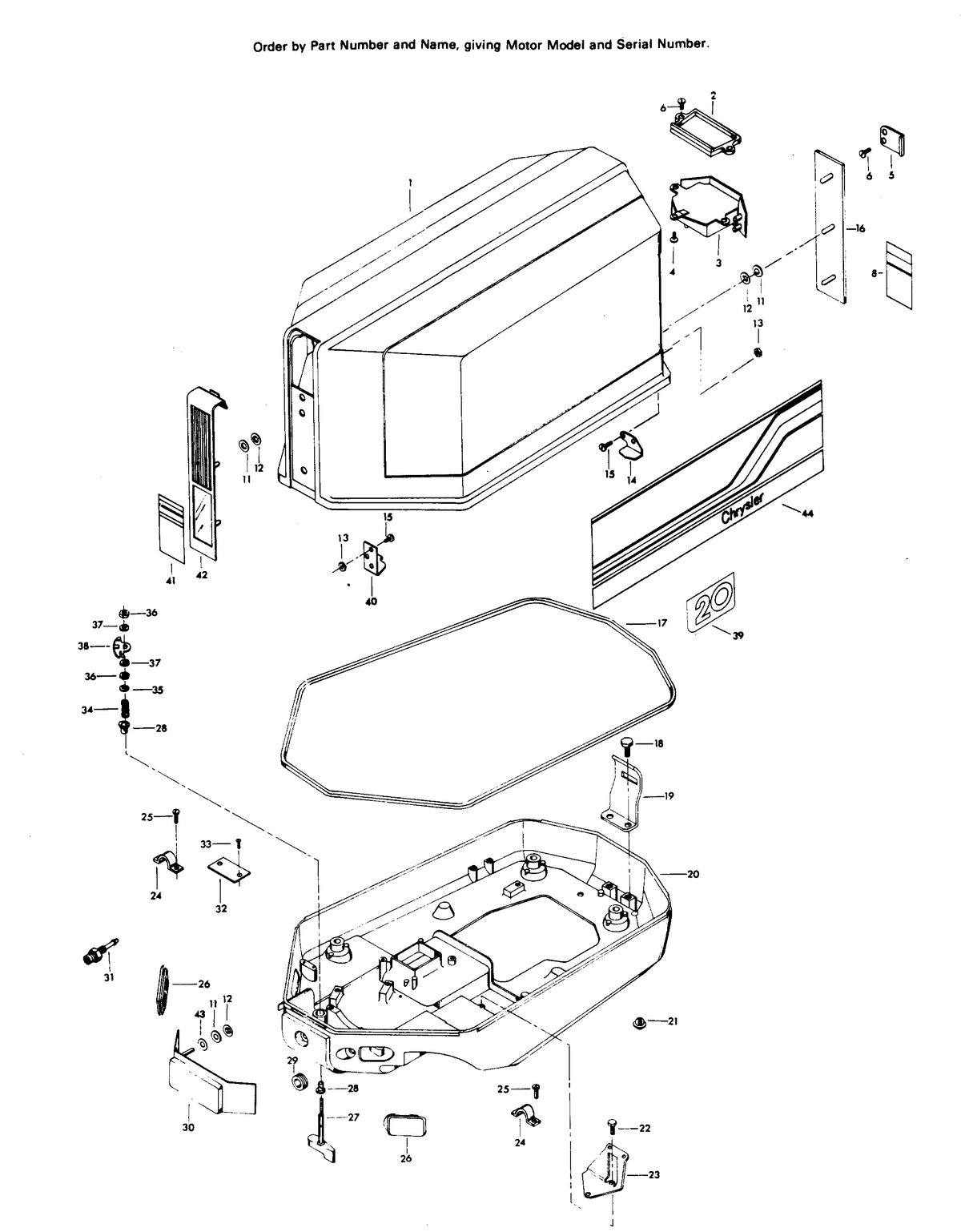 CHRYSLER 20 H.P. ENGINE COVER AND SUPPORT PLATE