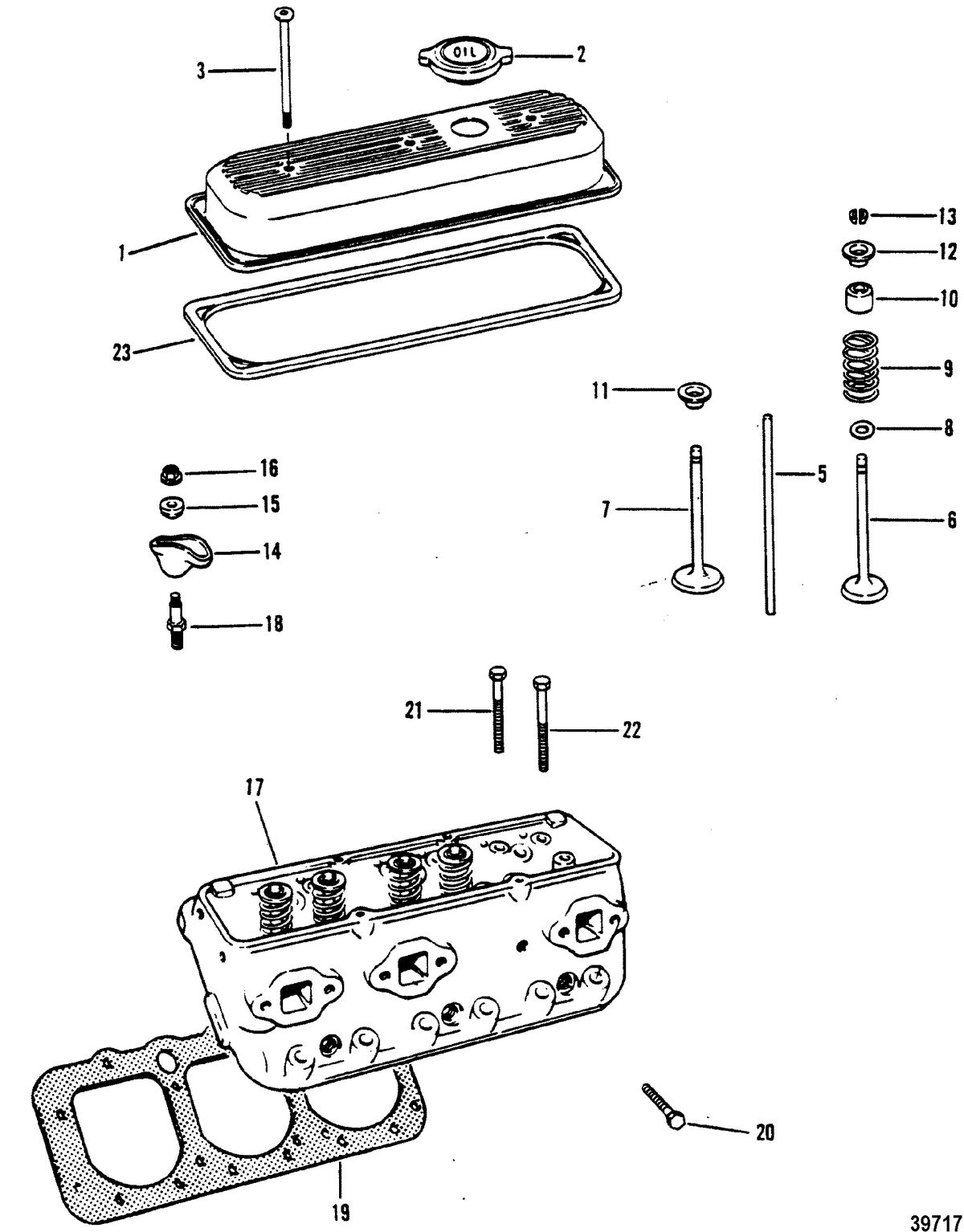 MERCRUISER 4.3L/4.3LX ALPHA ONE ENGINE (262 CID) CYLINDER HEAD AND ROCKER COVER