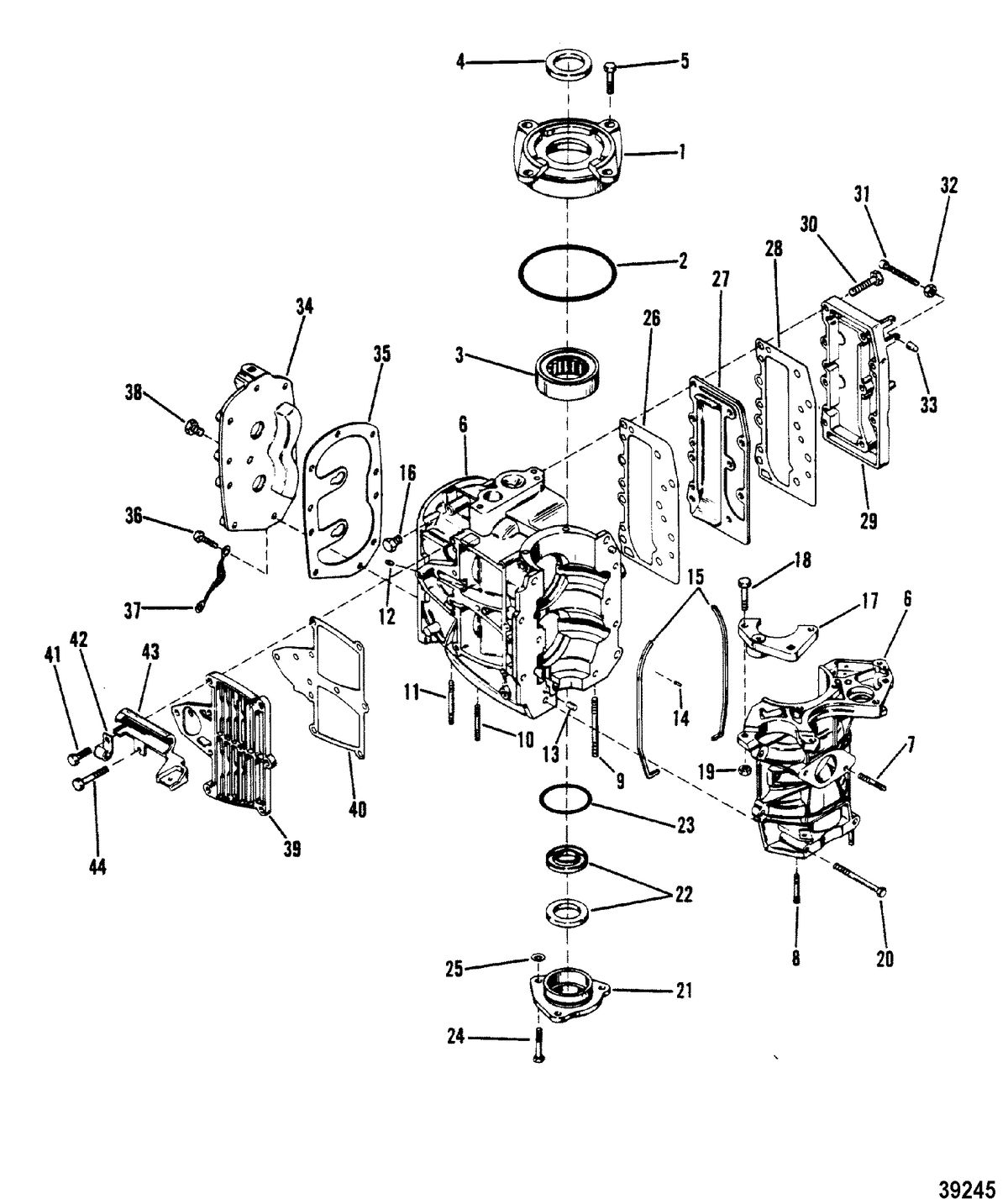 MERCURY MERC 40 CYLINDER BLOCK CRANKCASE AND COVERS
