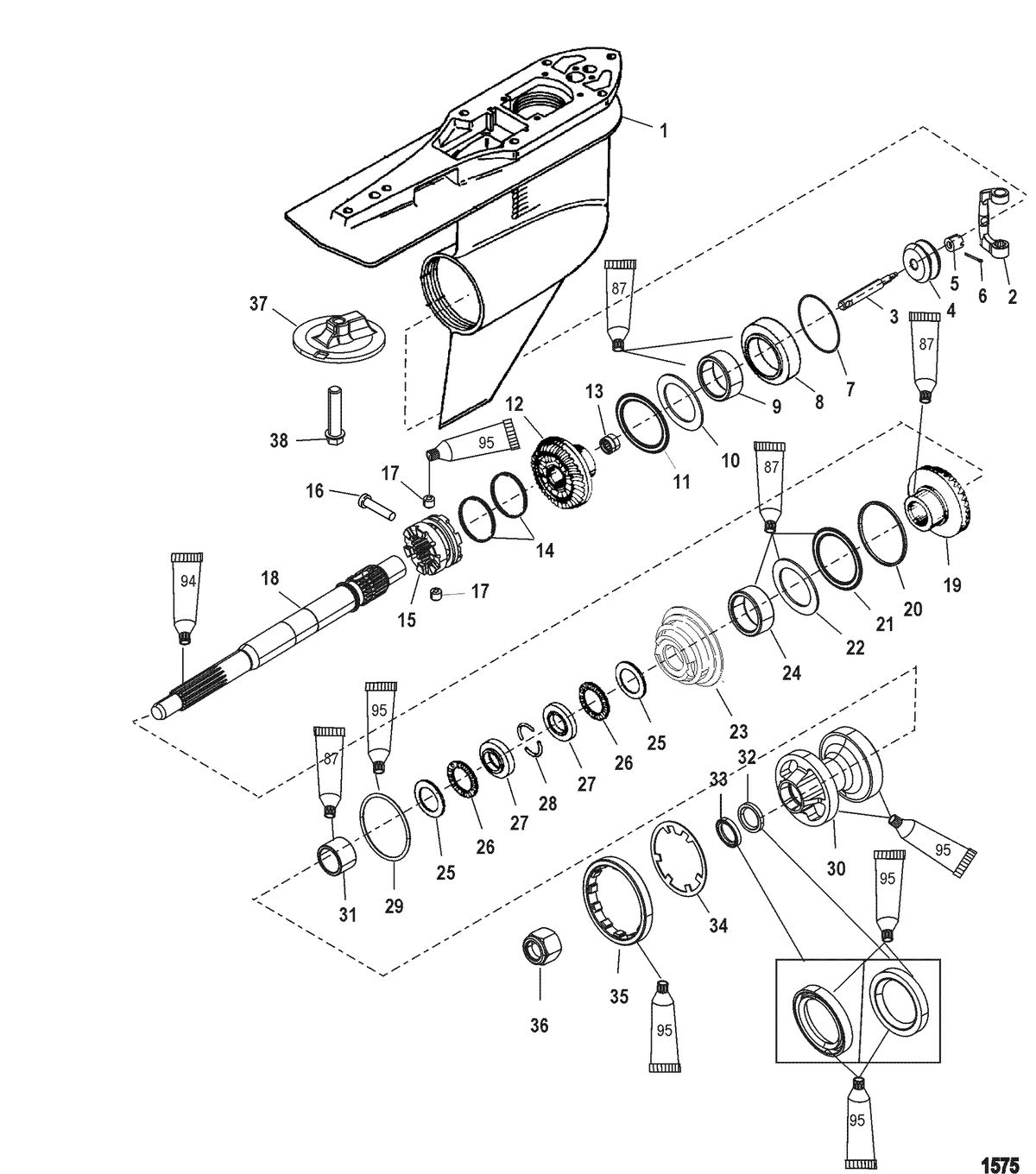RACE OUTBOARD 250XS DFI (3.0L) Gear Housing, Propeller Shaft-Counter-FleetMaster