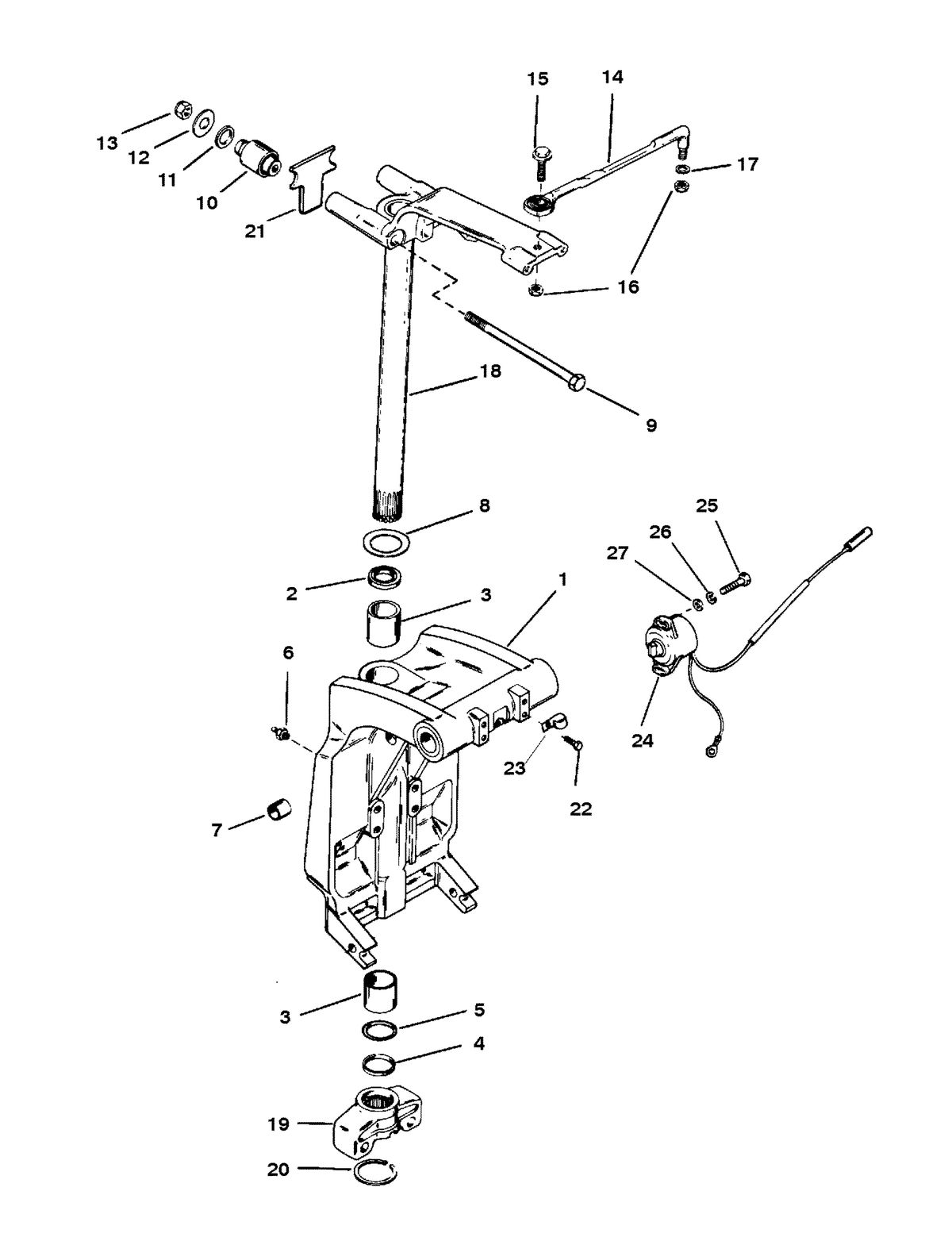 RACE OUTBOARD 225 (EFI) PRO-MAX/SUPER MAGNUM SWIVEL BRACKET AND STEERING ARM